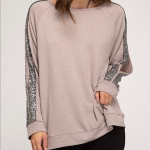 Long sleeve sequined top